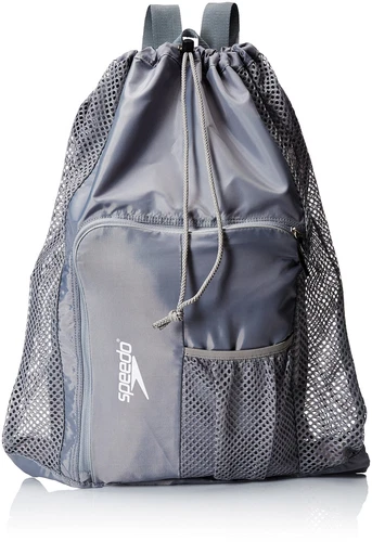 Speedo Frost Grey Mesh Equipment Bag with Shoulder Straps for Swim Gear