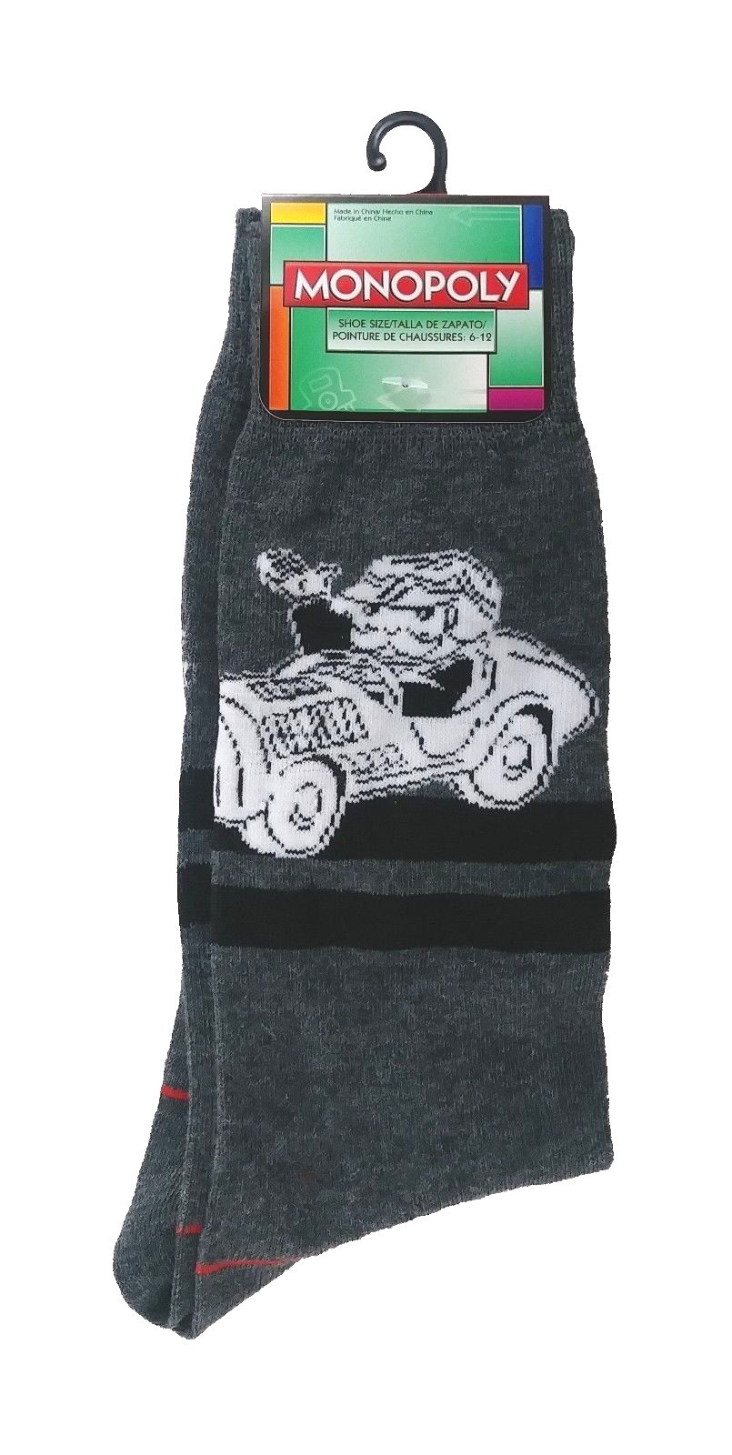 Monopoly Socks sz M/L Medium/Large (6-12) Grey