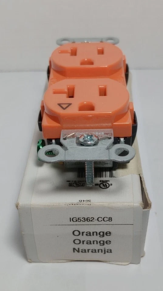 Legrand Pass Seymour IG5362-CC8 Isolated Ground 20A 125V Receptacle Orange NOS - Image 2 of 4