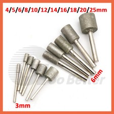 4mm-25mm Diamond Burr Grinding Head Bit 3mm/6mm Shank For Dremel Rotary Cylinder