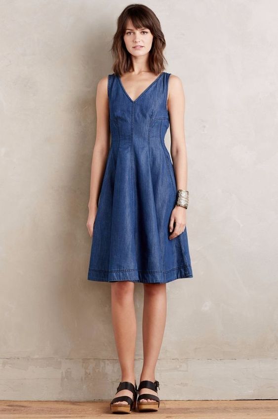 puff sleeve seamed denim dress anthropologie wear.is.sam on LTK