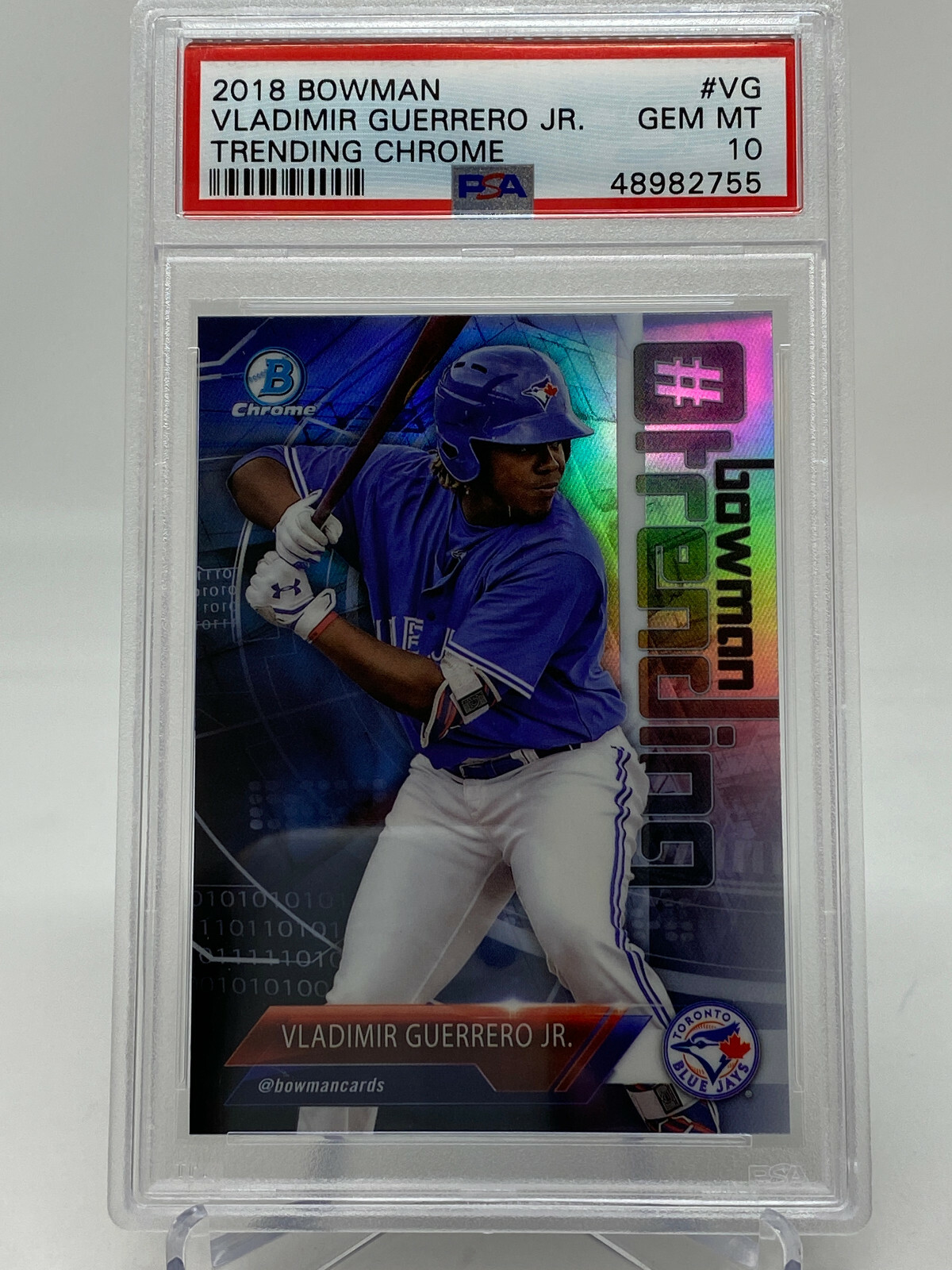 2018 Bowman Chrome #VG Vladimir Guerrero Jr. Trending Chrome Rookie Card PSA 10 view 9