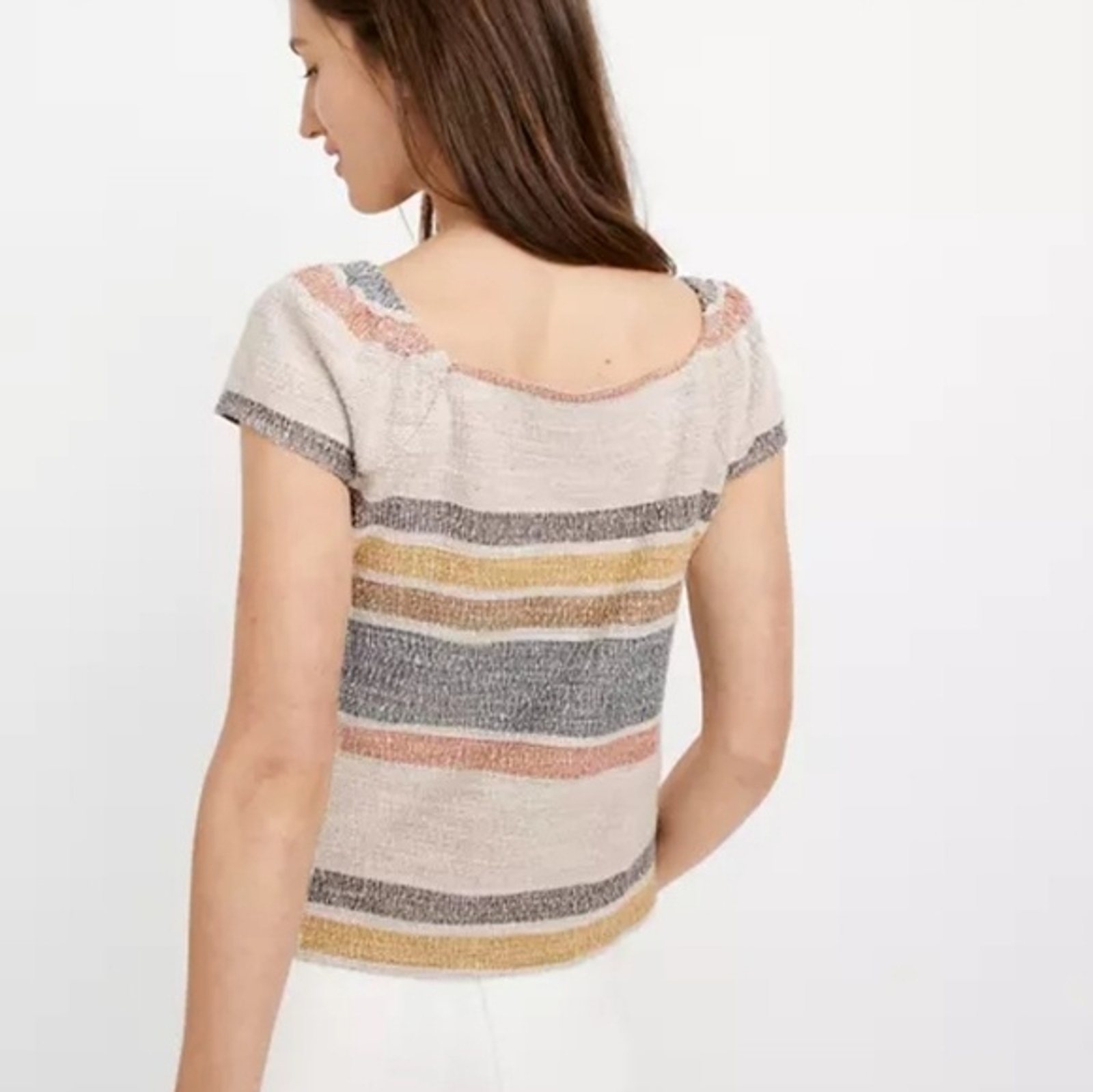 Texture & Thread Button-Front Top in Stripe size M - image 2