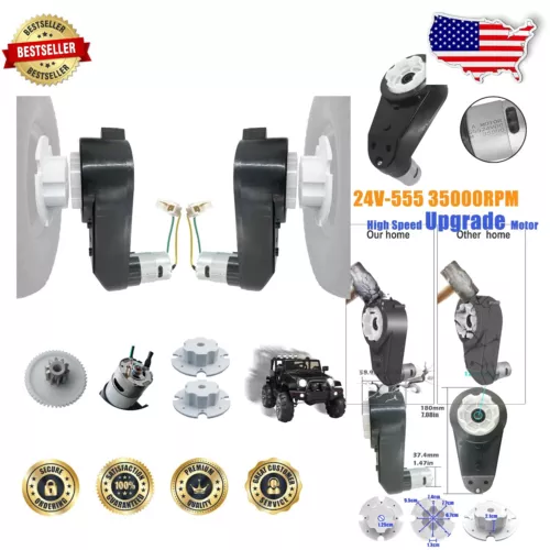 Power Wheels Upgrade Kit: 2PCS 35000 RPM 24V Motor Gearbox with Free Accessories