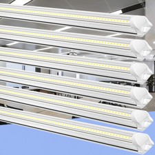 6X 4FT LED Shop Light T8 Linkable Ceiling Tube Fixture 24W Daylight 6000K Clear