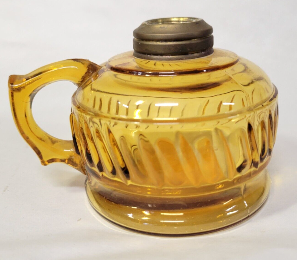 c1880s Rib Band Finger OIL LAMP Amber Glass Antique Victorian Night Light eBay