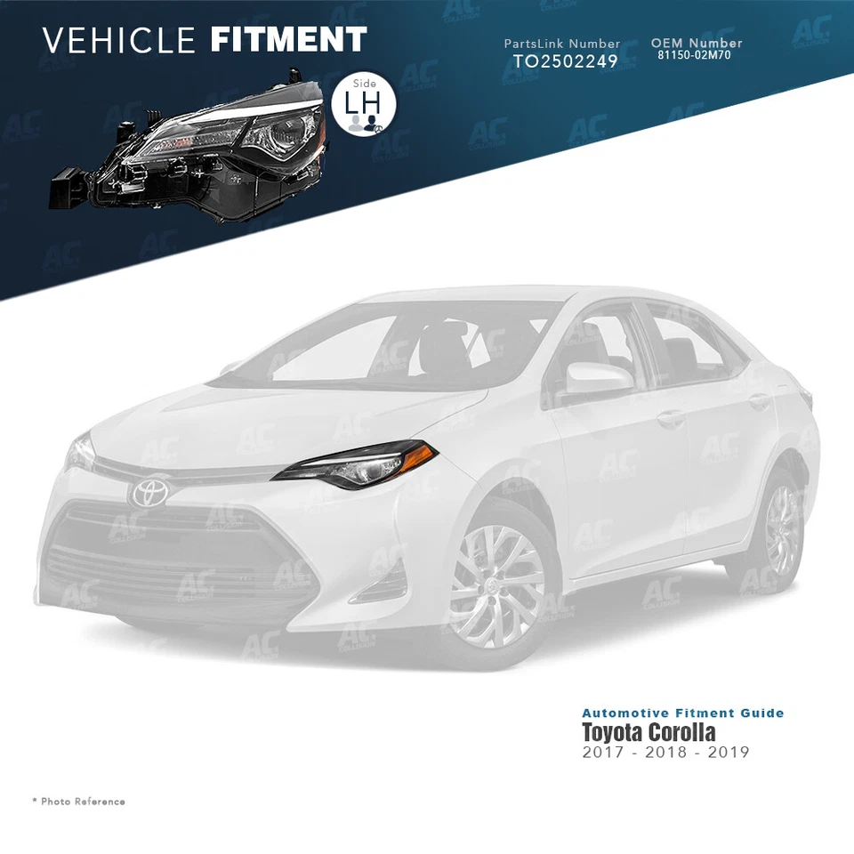 Conjunto de faros TYC lado del conductor izquierdo para 17 18 19 Toyota Corolla L/LE/LE ECO Foto 2 de 4