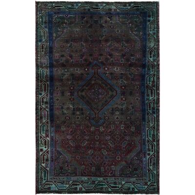 3'2''x5'1'' Red Overdyed Vintage Zoroastrian Khamadan Hand Knotted Wool Rug R868