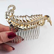 Vintage Gold Tone Rhinestone Hair Comb from Brooch Bridal Hair Accessory