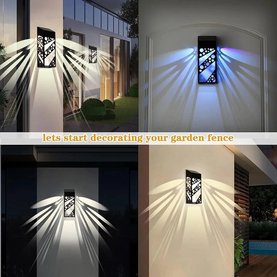 6 PIEZAS Impermeable Solar Jardín Luz RGB 7 Color Cambiante Pasarelas Cerca Lámpara de Pared Foto 3 de 4