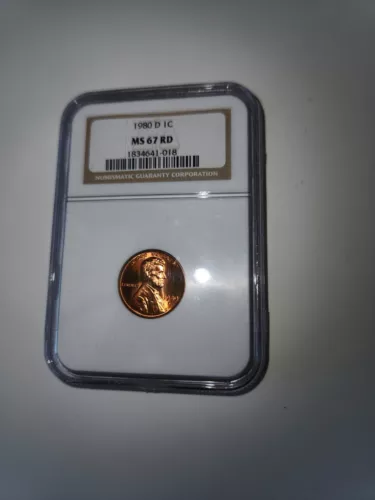 1980D Lincoln Cent NGC MS67 RD Nice Red Glow On The Edges!!