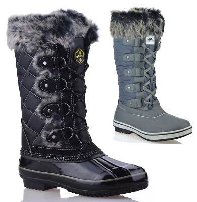 LADIES WOMENS WARM WALKING WATERPROOF WINTER RAIN SNOW MID CALF BOOTS SIZE  UK UK