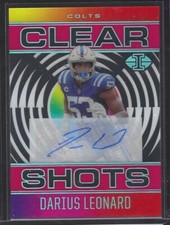 DARIUS LEONARD 2021 PANINI ILLUSIONS CLEAR SHOTS LIGHT BLUE AUTO #D 37/50