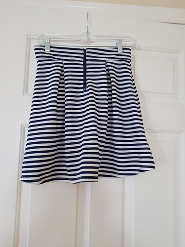 Btween Skirt Girls Sz XL Navy Blue & White Stripped Pleats Elastic Waist Lace - Picture 2 of 4
