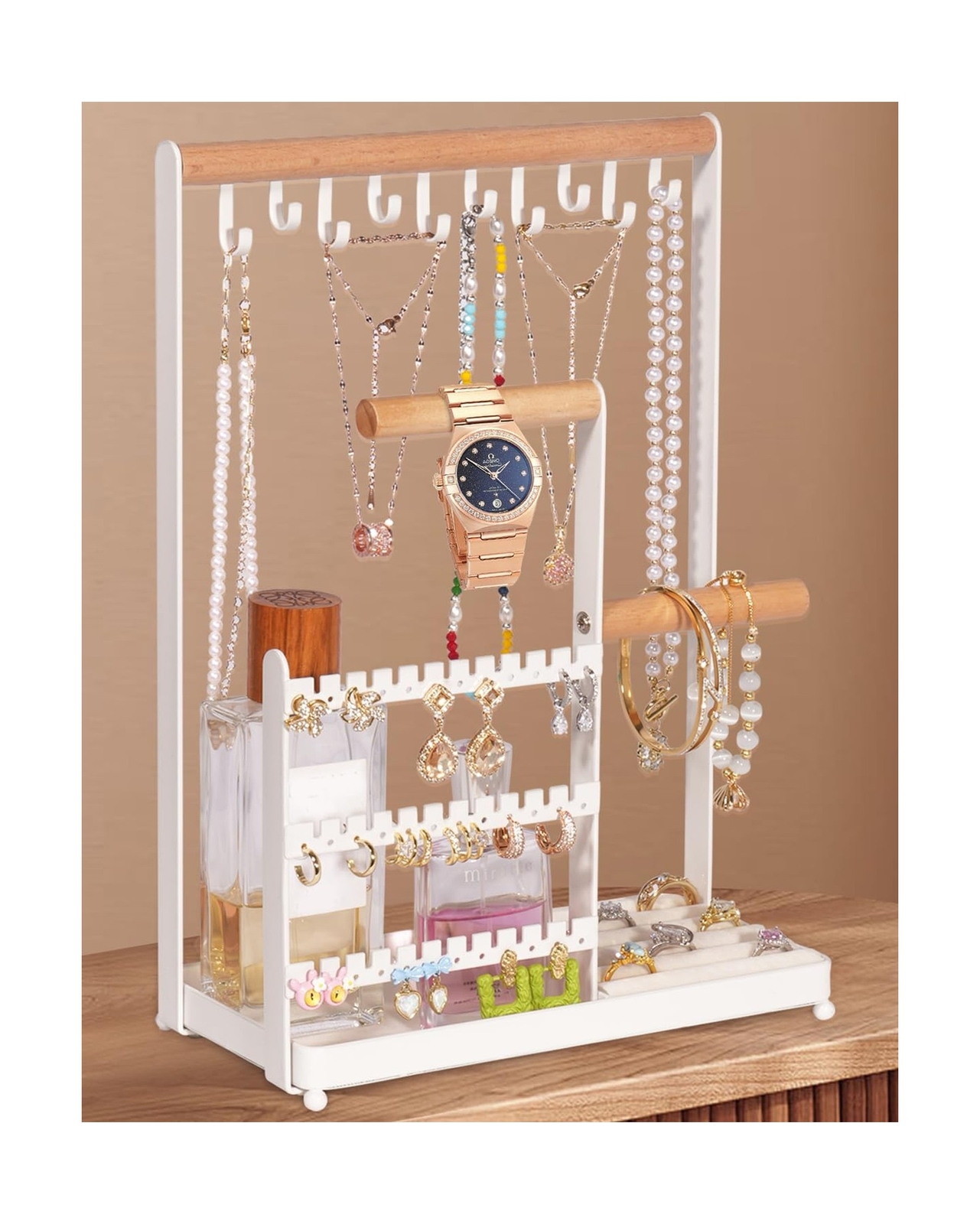 Jewelry Organizer, Jewelry Holder Organizer w/36 Earring Organizer and 10 Nec...-image