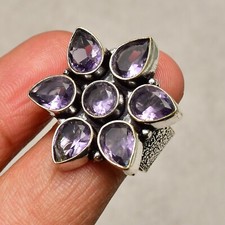 Amethyst Gemstone 925 Sterling Silver Handmade Jewelry Ring Size 6