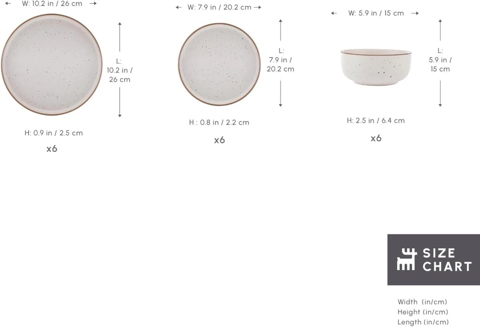 18-Piece Stoneware Dinnerware Set for 6 - Modern Beige Plates, Bowls - Useful - Image 2 of 4