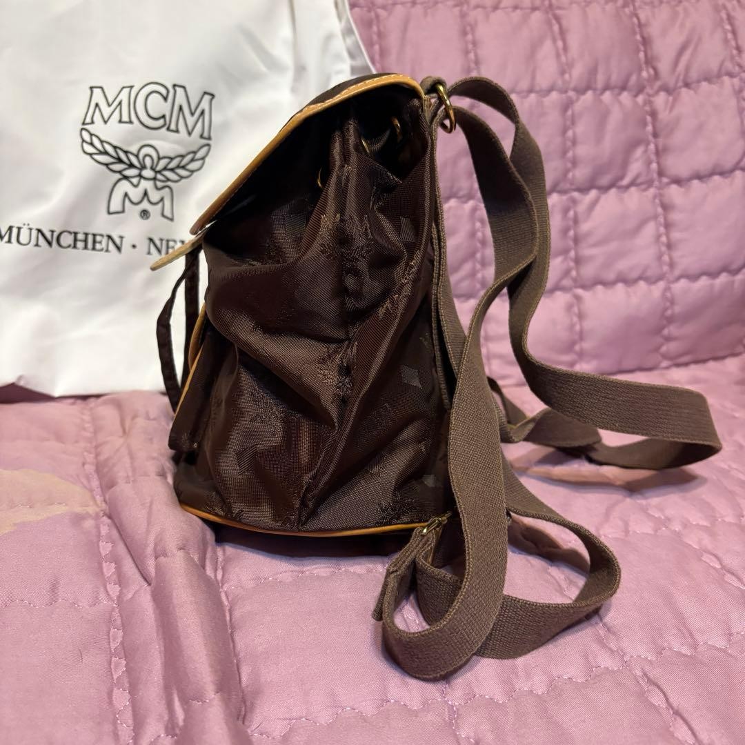 MCM Monogram Mini Backpack Brown Drawstring Vinta… - image 6