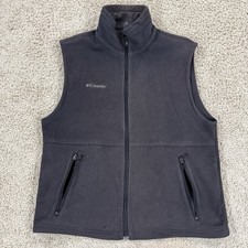 Columbia Mens Vest Fleece Sweater Full Zip Mock Neck Zip Pockets Black, Sz M