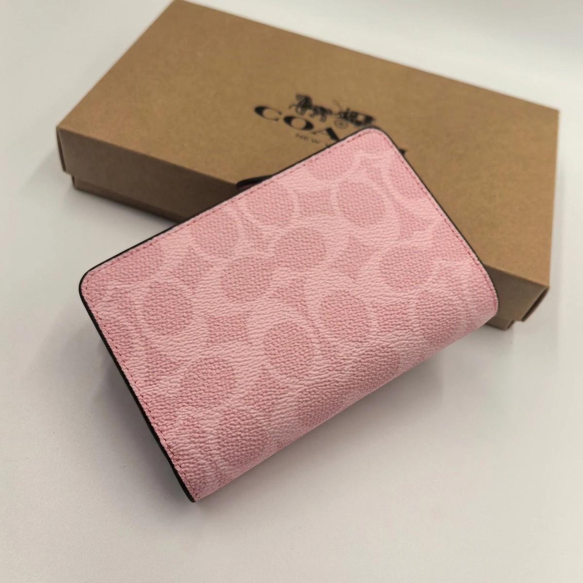 Coach Medium Corner Zip Wallet In Signature Canvas Pink CW786 GIFT