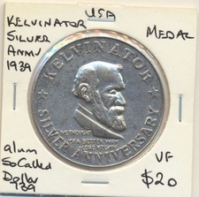 USA: 1939 Kelvinator Silver Anniversary Medal Aluminum