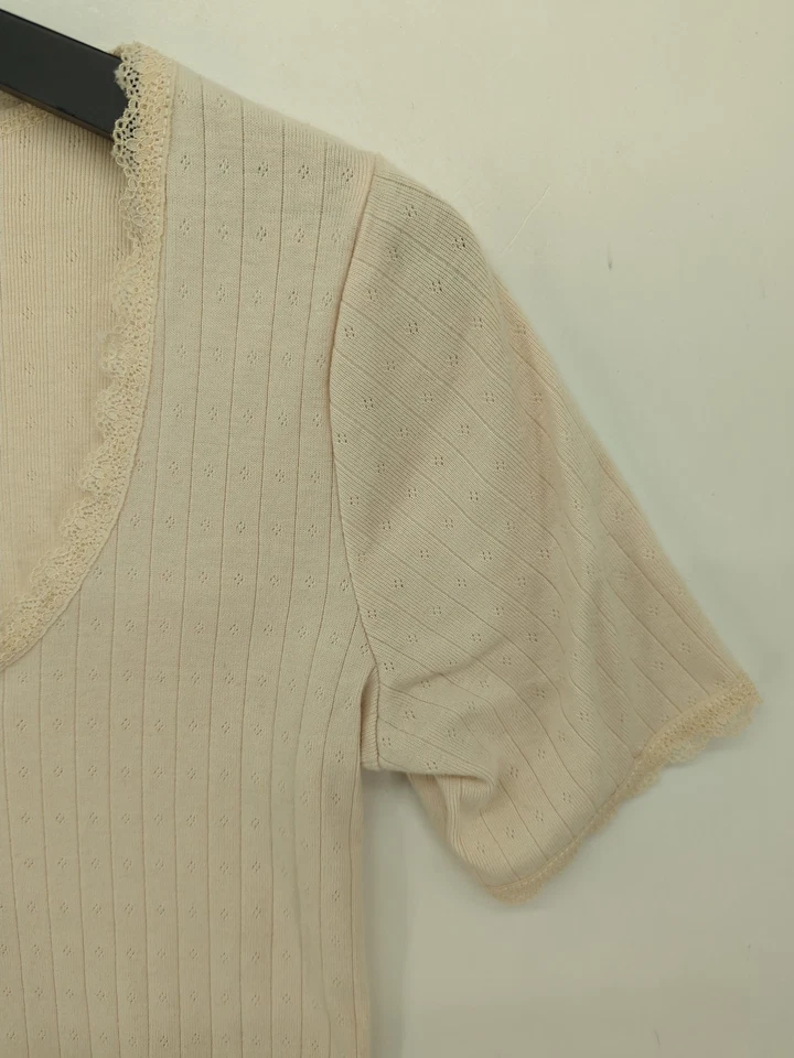 Top para mujer La Redoute M algodón crema con poliéster básico Foto 4 de 4