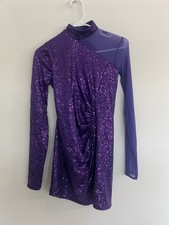 Weissman Showtime Dance Costume Adult Small Purple Sequins iridescent lined EUC