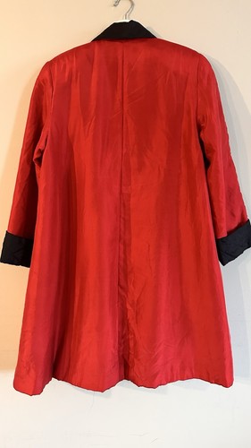 IB DIFFUSION Vintage Women Silk Open Jacket Red Black Small Classic Elegant - Picture 7 of 20