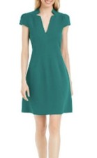 Vince Camuto Women Notched Collar Dress Green Fit & Flare Size 6 NWOT