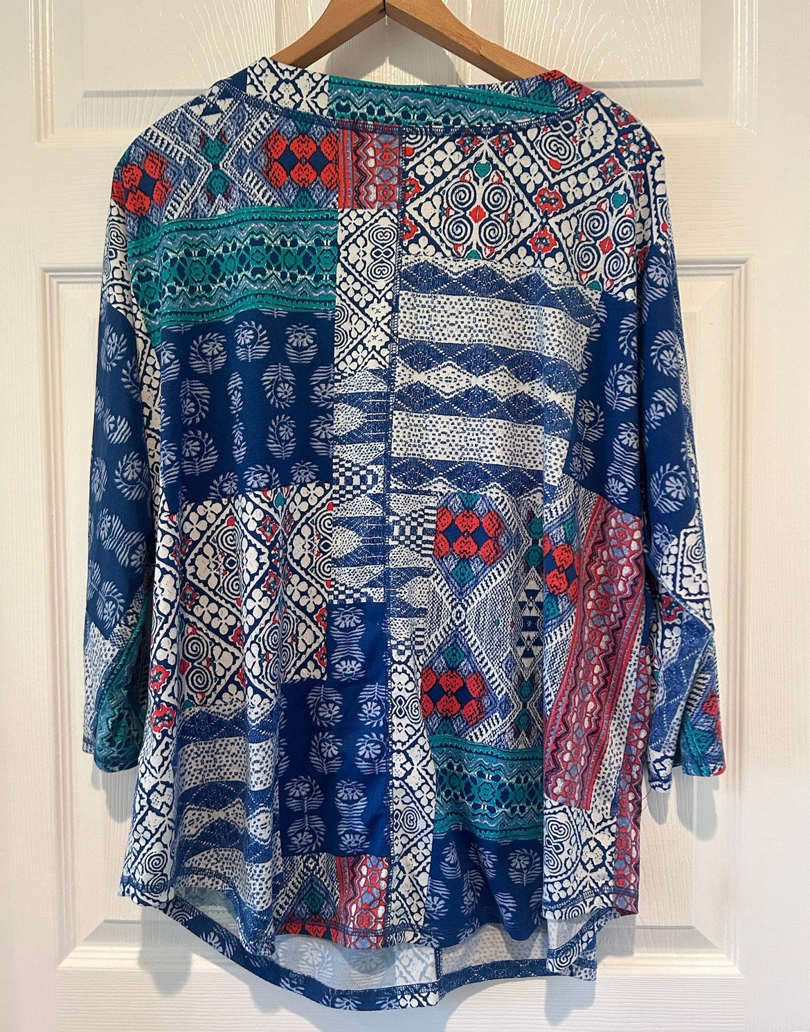 Ruby Rd. Womens 1X Blue & Red Patchwork Long Slee… - image 5