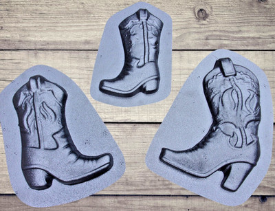 Cowboy boot plastic molds set 3 plaster cement moulds  9 x1/2 , 8 x1/2 , 7x1/3''