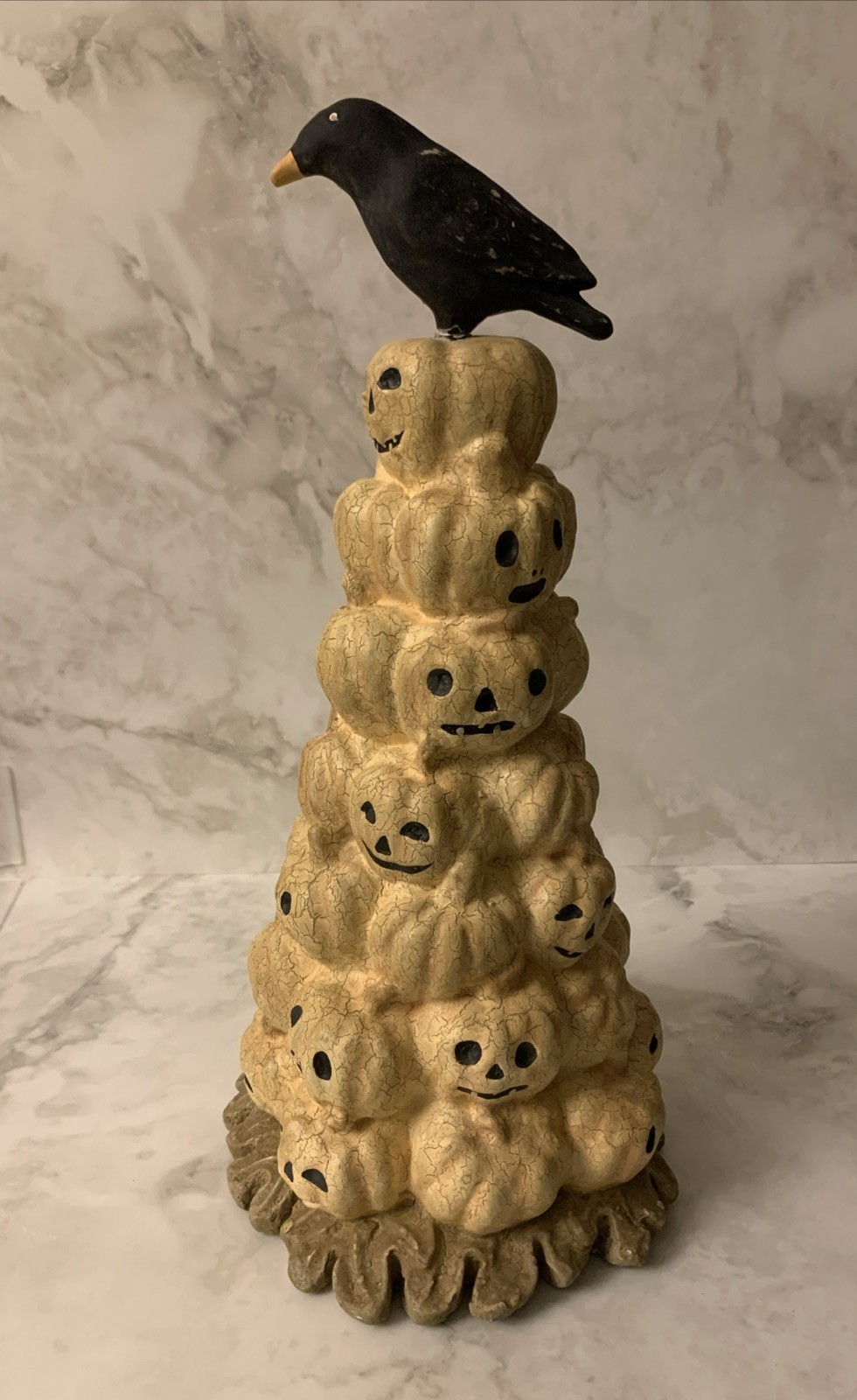 Bethany Lowe Halloween Pumpkin Tree w/ Crow Jack O Lantern