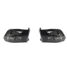 LH RH Clear Quad Headlight Lamp Fit For Ram 1500 2500 3500 Black 2009-2018