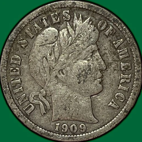 1909 Barber Dime Very Fine VF Coin #33937