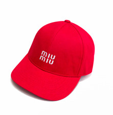 Miu Miu Embroidered Logo Drawstring Baseball Cap Red No Box New