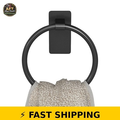 STWWO Adhesive Towel Ring - Black Hand Towel Holder for Bathroom