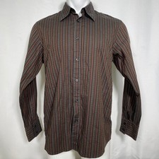 Hugo Boss Brown Striped Regular Fit Long Sleeve Button Down Shirt Men's LARGE