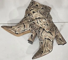 Vince Camuto Ambie Leather Boots Snakeskin Slouchy Mid Calf Pointed Toe Womens 5