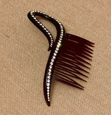 Vtg GOODY Cherry Red Lucite Side Hair Comb Pick Rhinestone Hollywood Glam U.S.A