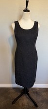 Talbots Women's Black Floral Jacquard Sleeveless Sheath Dress Size 2