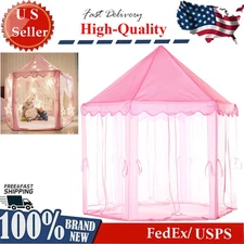 Pink Kids Play Tent Girls Princess Castle Children Playhouse Indoor Outdoor Toys