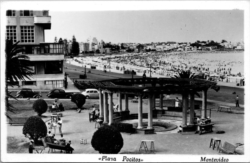 Vintage RPPC Playa Pocitos Montevideo Uruguay Beach Park Gevrey Unposted