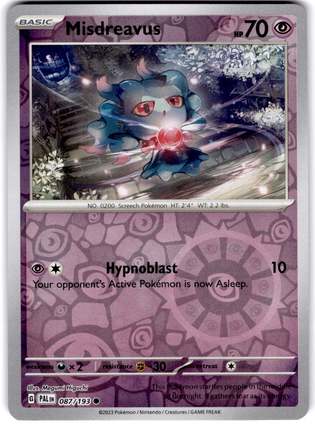 Pokemon Misdreavus Paldea Evolved 87/193 Reverse Holo Near Mint English