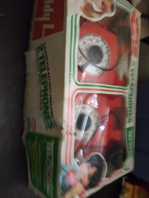 Vintage Buddy L Telecom Intercom 2 Red Toy Telephones In Original Box Not Tested