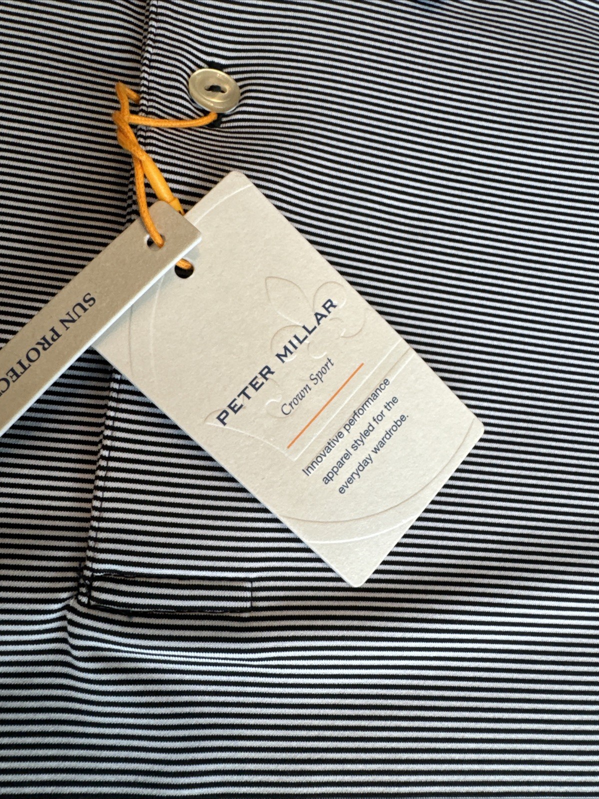 Peter Millar Mens SZ XL Black White Striped Performance Polo Mens No Logo NWT