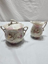 RS Prussia Porcelain Creamer Sugar Bowl Set
