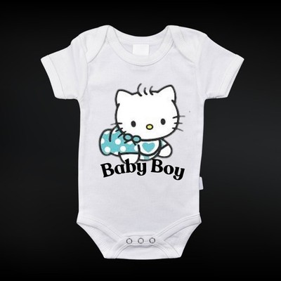 Hello Kitty Dear Daniel Baby Boy Graphic Onesie   Cute Sanrio Inspired Bodysuit