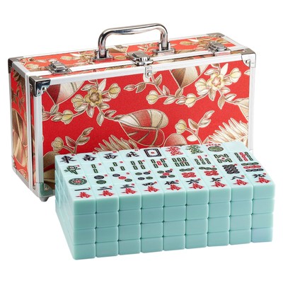 American Mahjong Set 166 Premium Jade Green Mahjong Tiles Large Mahjong Set 1.6