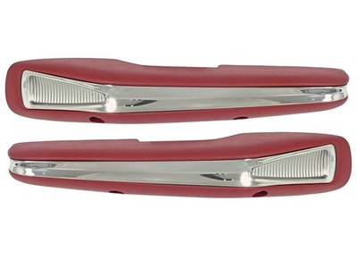 63-64 Falcon Arm Rest Pads Deluxe Red Pair Ranchero 62 Galaxie 63 Comet New
