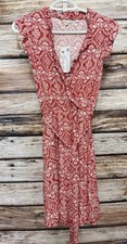 Boden Womens Size US 4 Long  Red White Tie Wrap Top  Dress New